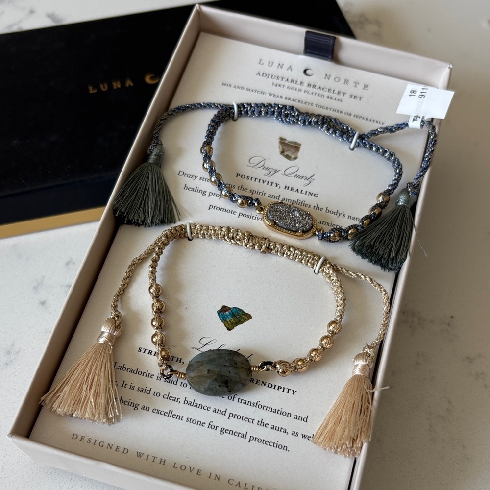 Luna Norte 14k Gold plated brass Adjustable Bracelet Set